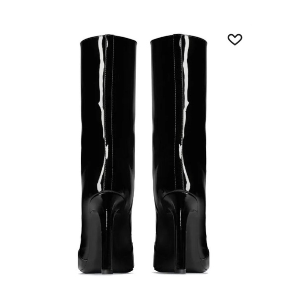Saint Laurent Lala square-toe boots Black Patent Leather boots - Picture 4 of 10